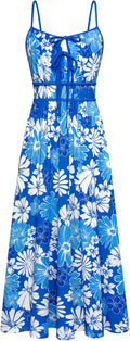 Women's Floral Boho Maxi Dress Spaghetti Strap - Flowy Summer Fit