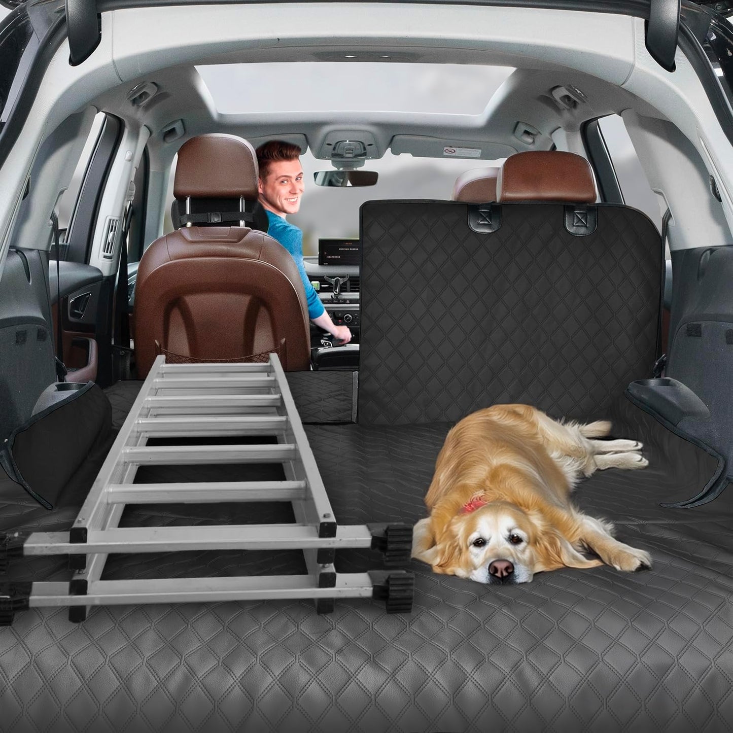 Heavy-Duty Leather SUV Cargo Liner for Split Seats and Armrest