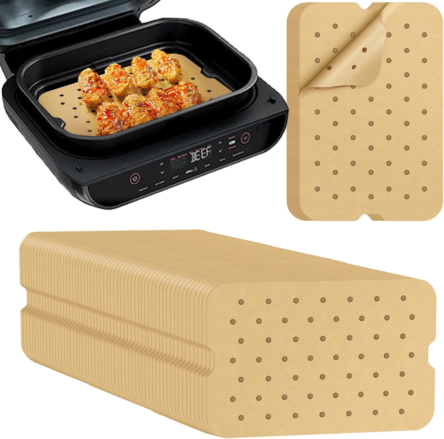 Ninja Air Fryer Liners: 150 Disposable Parchment Sheets - Hassle-Free Cooking