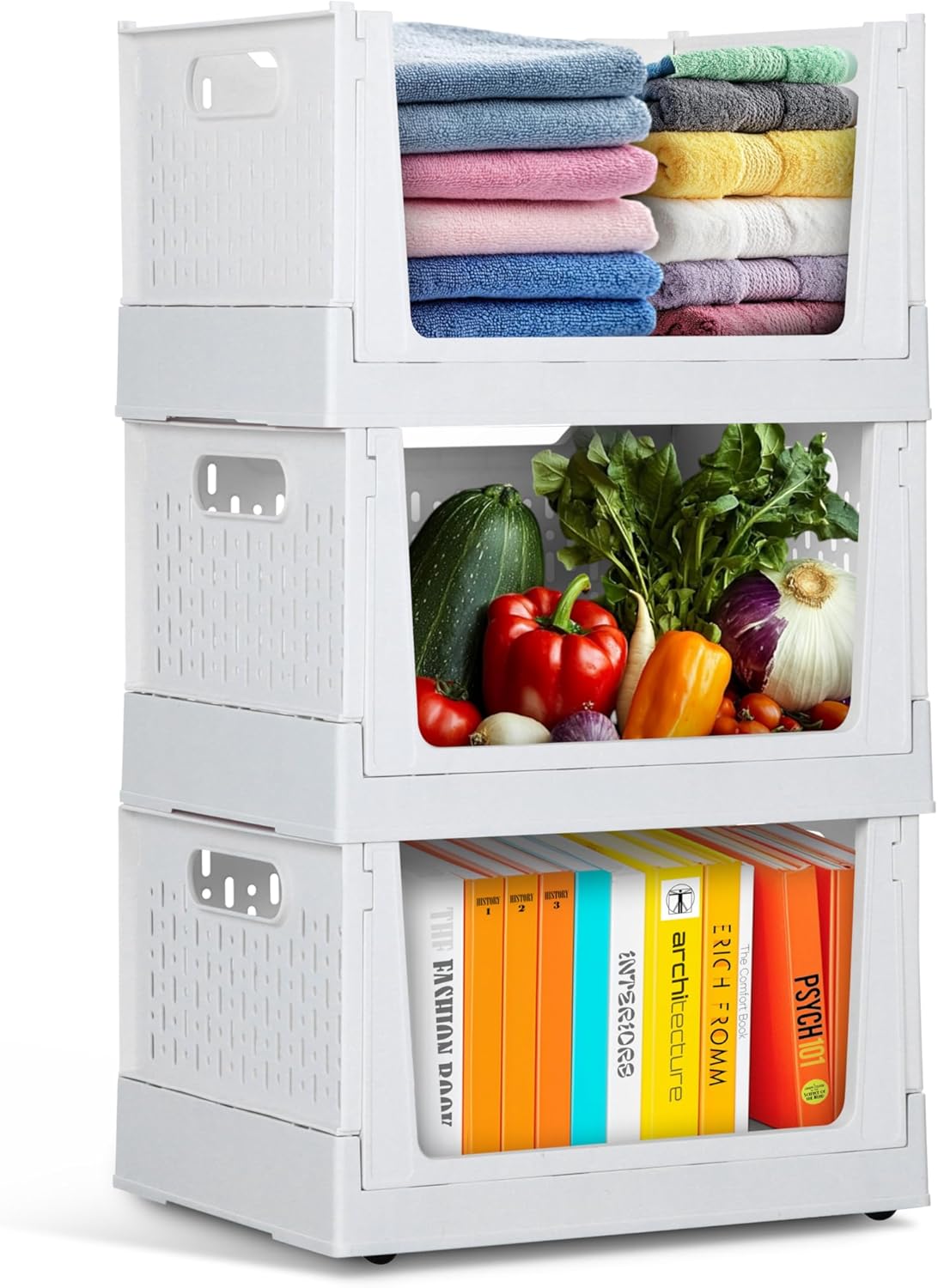 Skywin TidyFriend Stackable Storage Bins with Wheels for Home