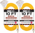 10 ft Lighted Outdoor Extension Cord 3 Outlet - Heavy Duty Visibility