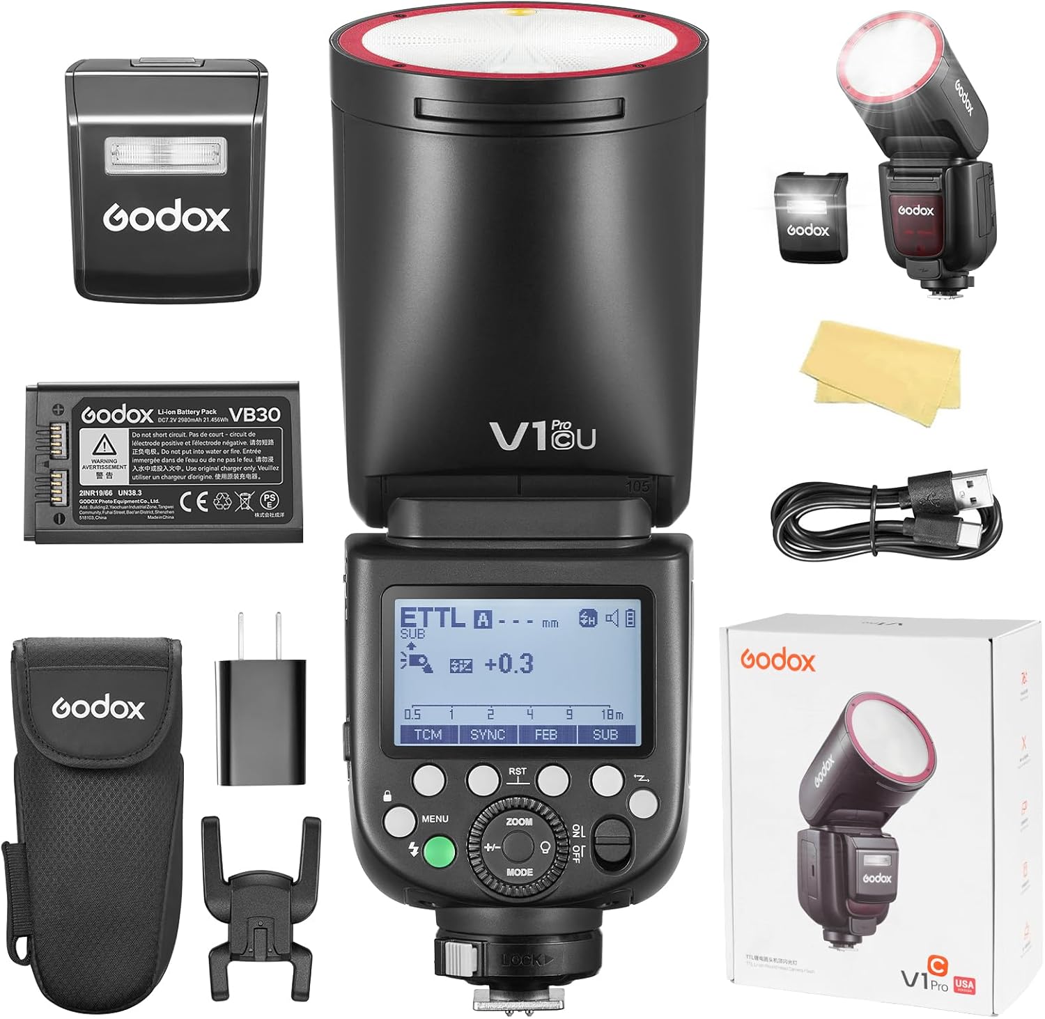 Godox V1 Pro C TTL Round Head Flash for Canon with 76W Power