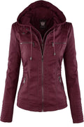 Women's Faux Leather Moto Biker Jacket with Removable (Style NBMJ)
