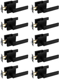 Matte Black Solid Door Lever Handle Privacy Lock - Adjustable Fit