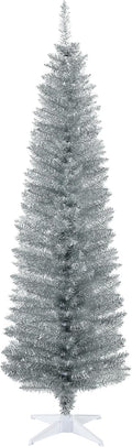 HOMCOM 6 ft Artificial Pencil Christmas Tree - Slim Realistic Silver
