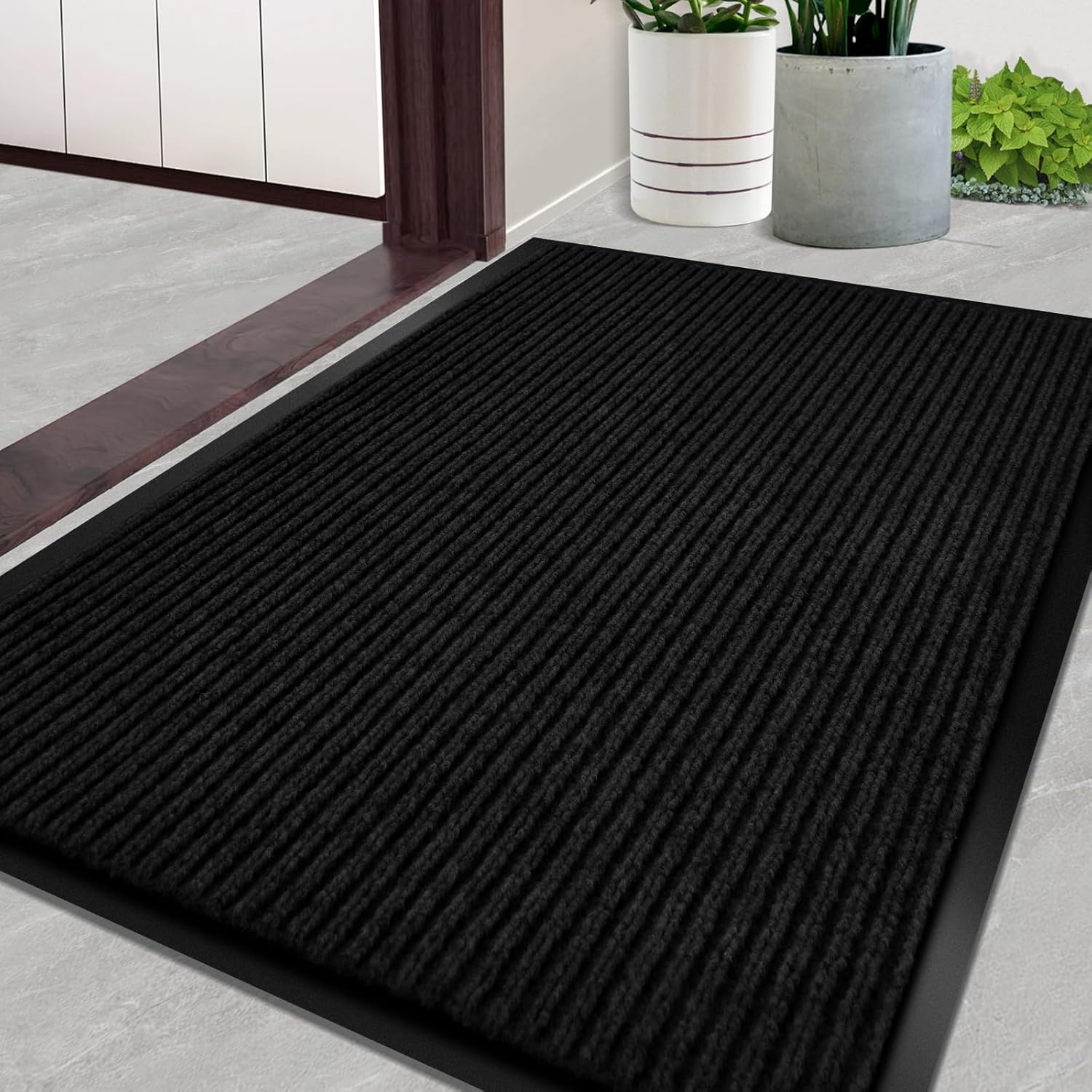 Heavy Duty Outdoor Indoor Doormat Large 31x47 inch Jet Black