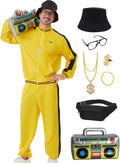 80s Tracksuit for Men Retro Windbreaker Outfit 9Pcs - Festive Costume