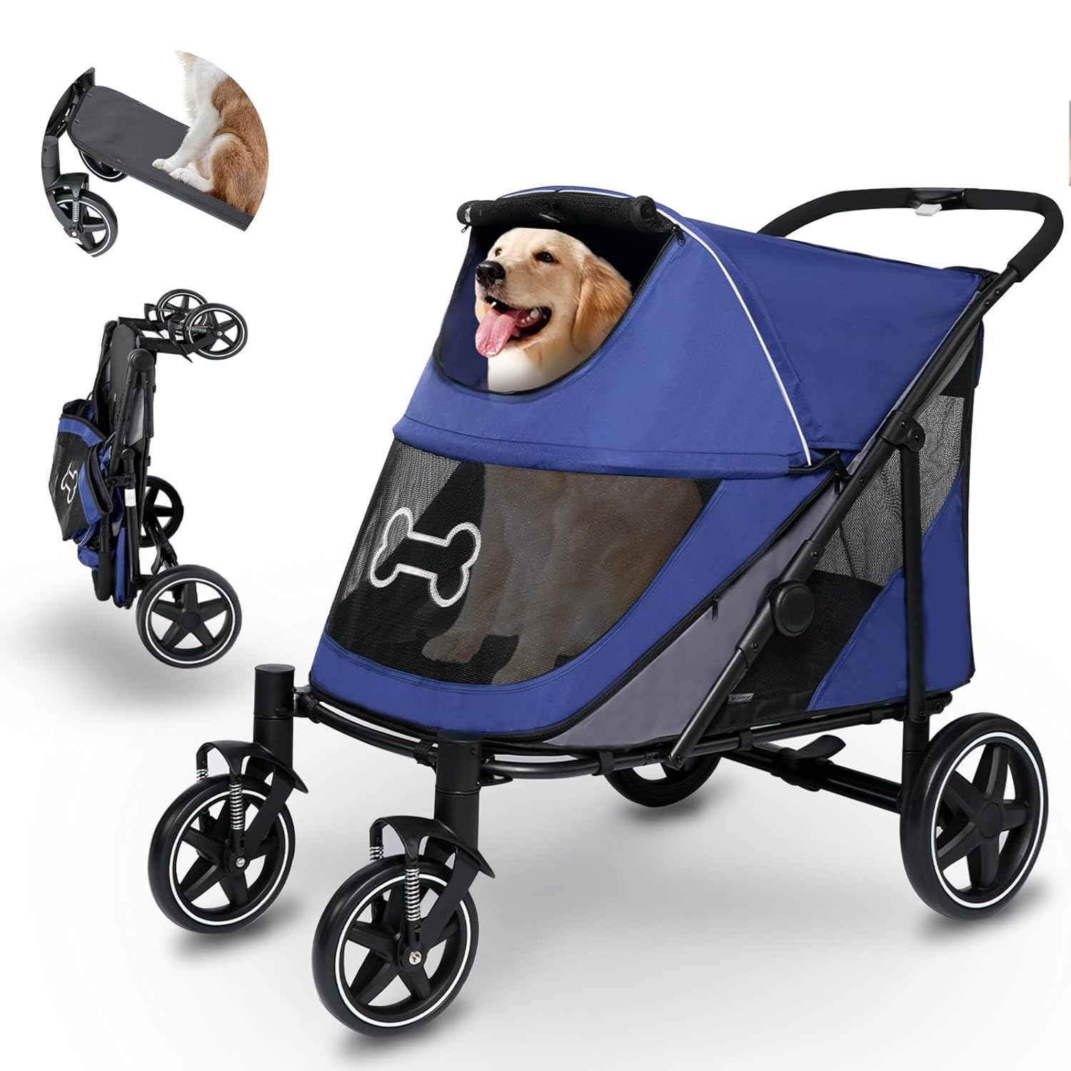 Dog Stroller for Large Dogs Up to 80 lbs with Access Ramp