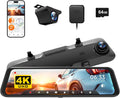 WOLFBOX G850 12in 4K Rear View Mirror Camera - Clear Day/Night Video