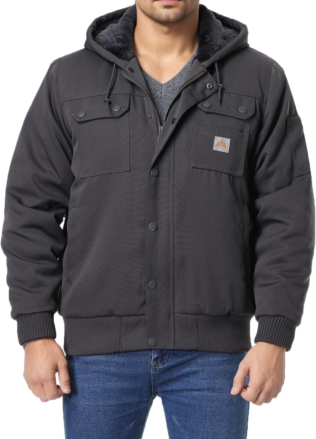 Men's Fit Relaxed Work Coat Waterproof Winter Jacket with Pockets