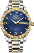 Men's Casual Stainless Steel Watch with Day-Date - Classic Diamond