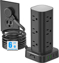 Flat Plug Power Strip Tower Surge Protector - Space Saving 16-in-1