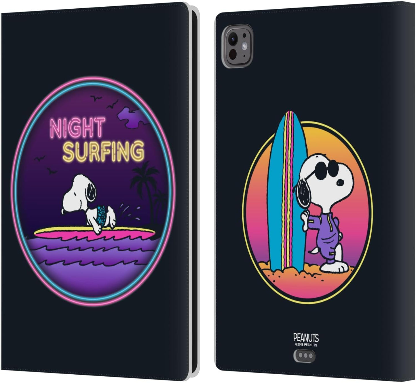 Peanuts Night Surfer Snoopy Aloha Disco Leather Wallet Case