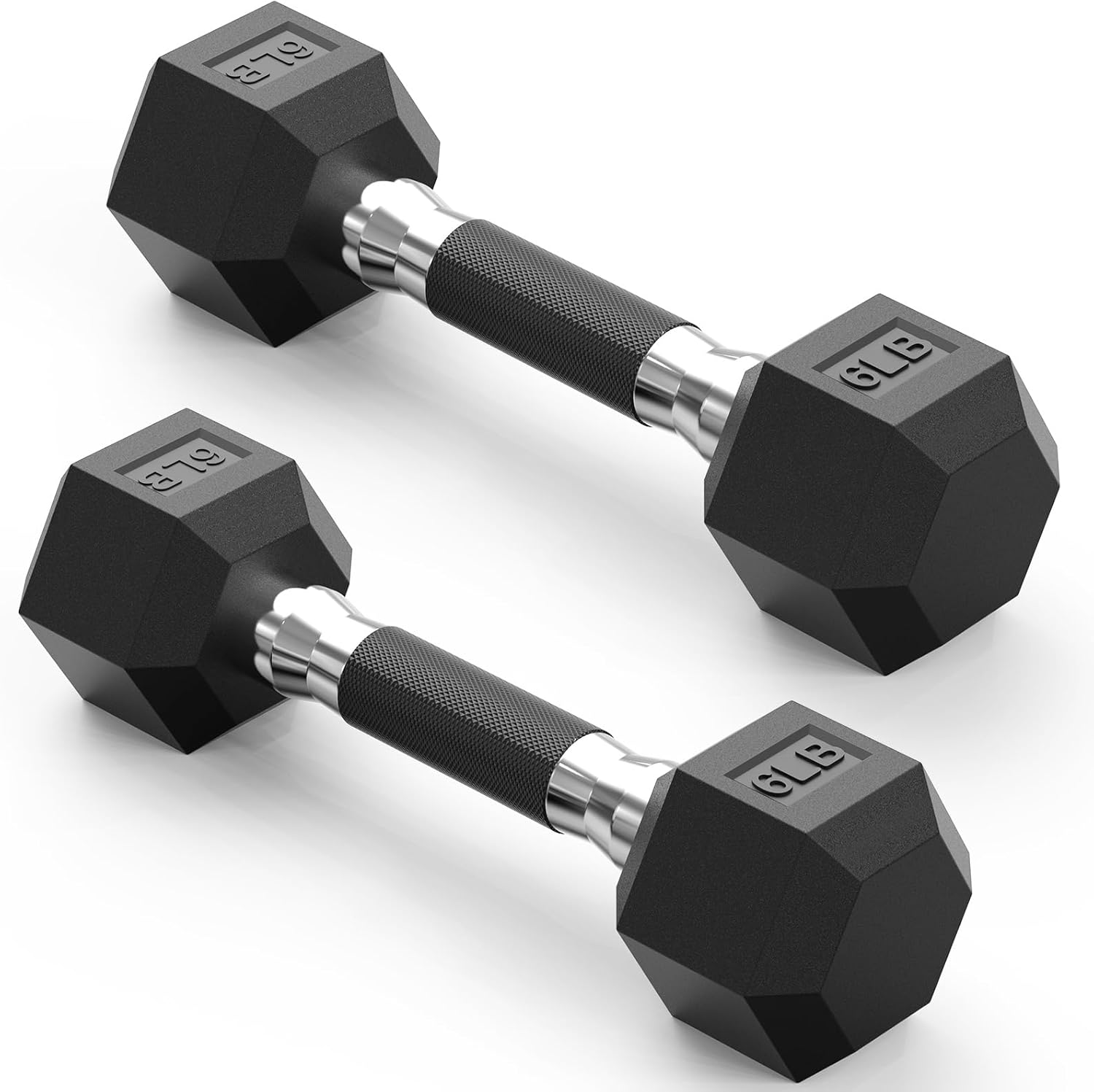 PAPABABE Hex Dumbbell Set with Rubber Grip for Home Gym Use