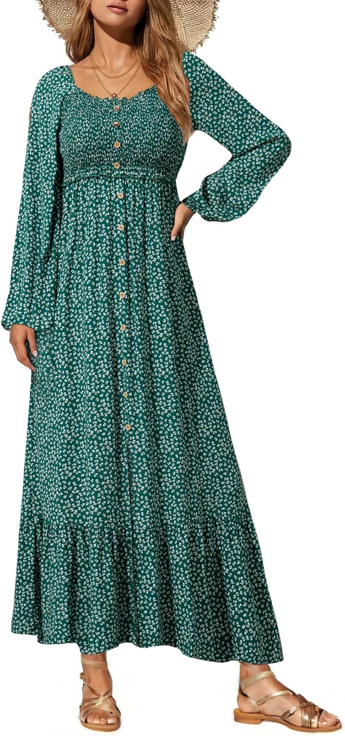 Dokotoo Fall Dresses for Women 2025: Boho Floral Maxi Dress