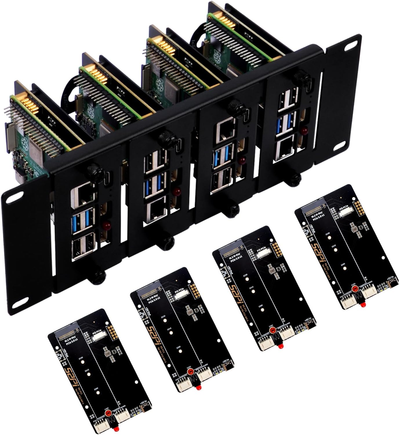 10 Inch 2U Rack Mount for Raspberry Pi 5 with SSD Adapters