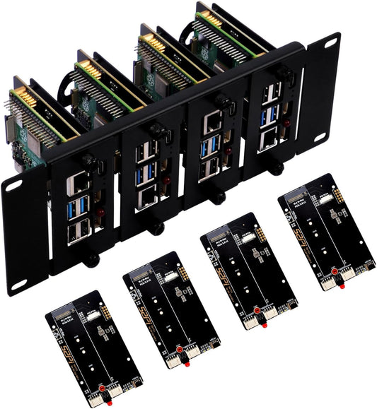 10 Inch 2U Rack Mount for Raspberry Pi 5 with SSD Adapters