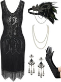 Women's Vintage Flapper Dress 1920s Great Gatsby Sequin Fringe - Party