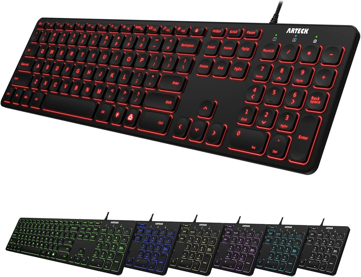 Arteck Backlit Full Size Keyboard for Efficient Typing