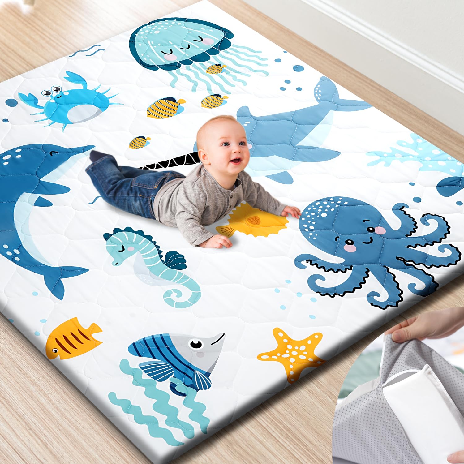 Premium Foam Baby Play Mat with Removable Cover for Safety