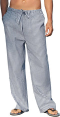 Mens Casual Linen Pants Elastic Waist Drawstring (Style K9KK)