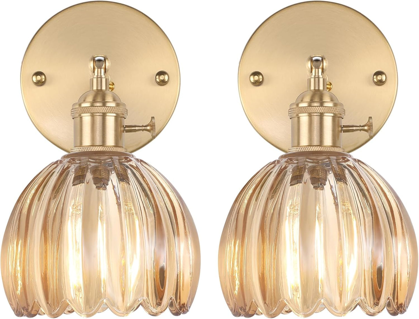 Vintage Wall Sconces Set of 2 with Adjustable Brass Design