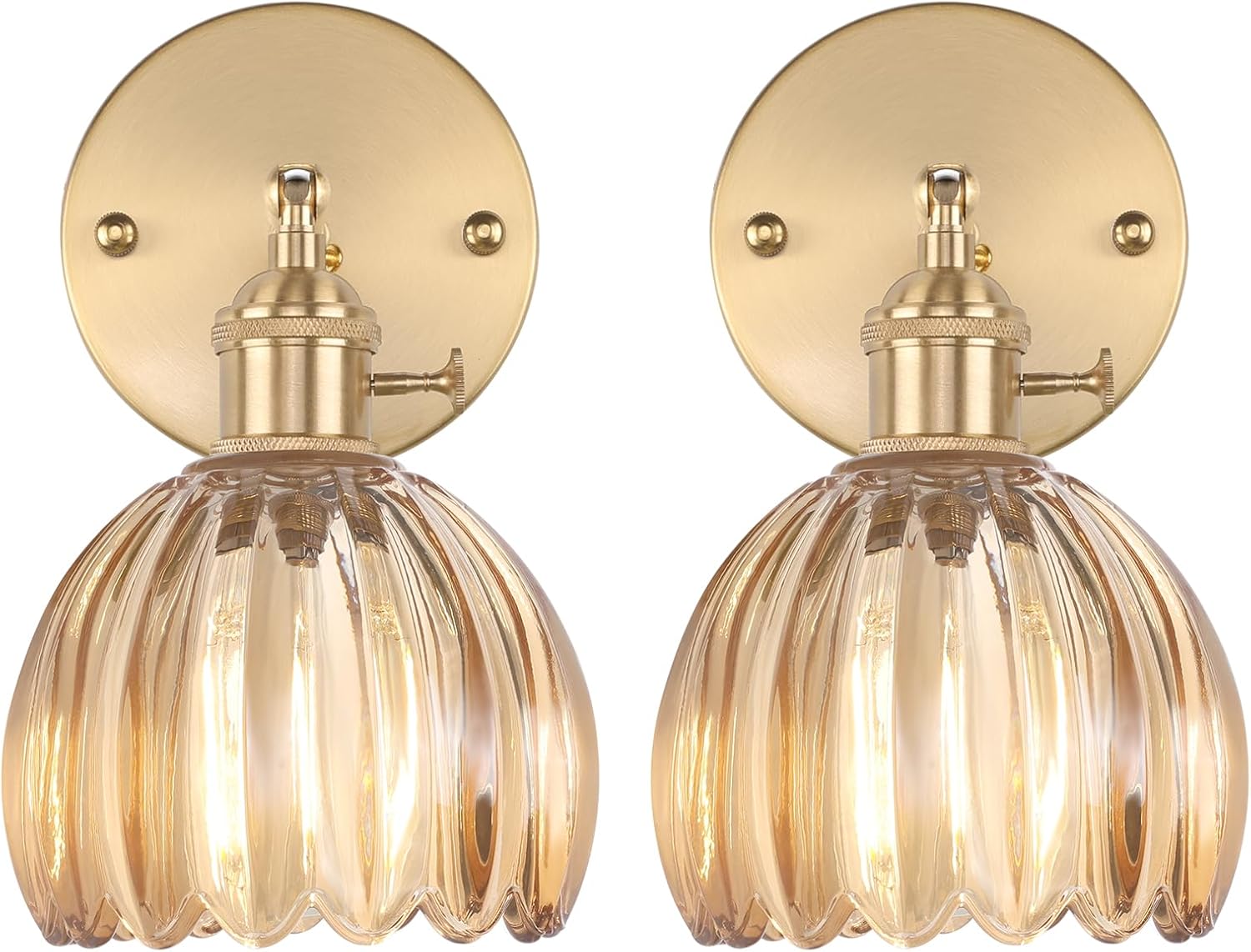 Vintage Wall Sconces Set of 2 with Adjustable Brass Design