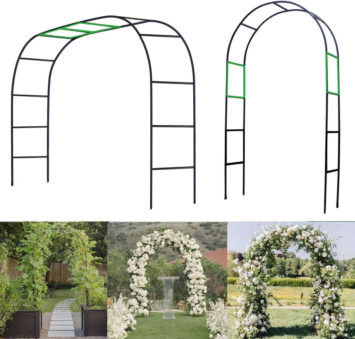 Metal Pergola Arbor Garden Arch for Climbing Plants and Events
