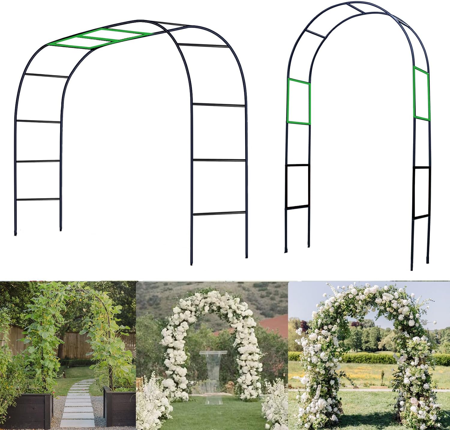 Metal Pergola Arbor Garden Arch for Climbing Plants and Events