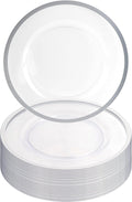 13-In Charger Plates 16 Pack - Clear Silver Rim for Elegant Tables
