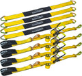 4 Pack 2 Heavy Duty Car Ratchet Tie Down Kit - Strong Wheel Lasso