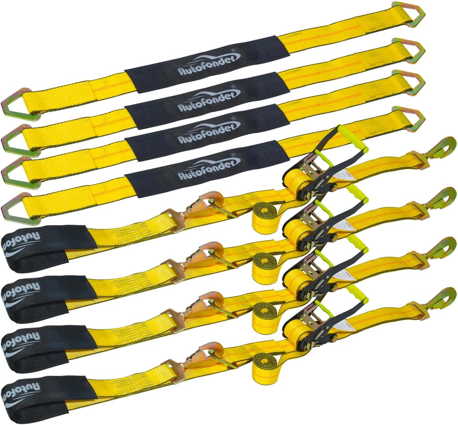 4 Pack Heavy Duty Car Ratchet Tie Down Kit for Secure Hauling