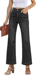 GRAPENT Womens Flare Jeans High Waisted Wide Leg Baggy Jean - Stretch