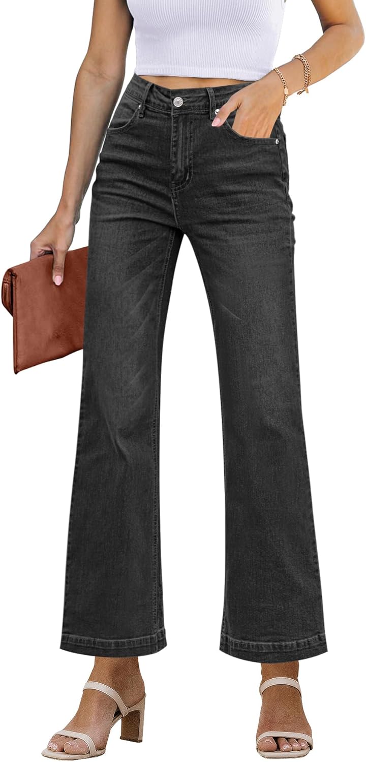 Womens Flare Jeans High Waisted Wide Leg Baggy Jean for Women
