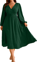 RWJ Women's Plus Size Fall Wedding Guest Wrap V Neck Maxi Dress