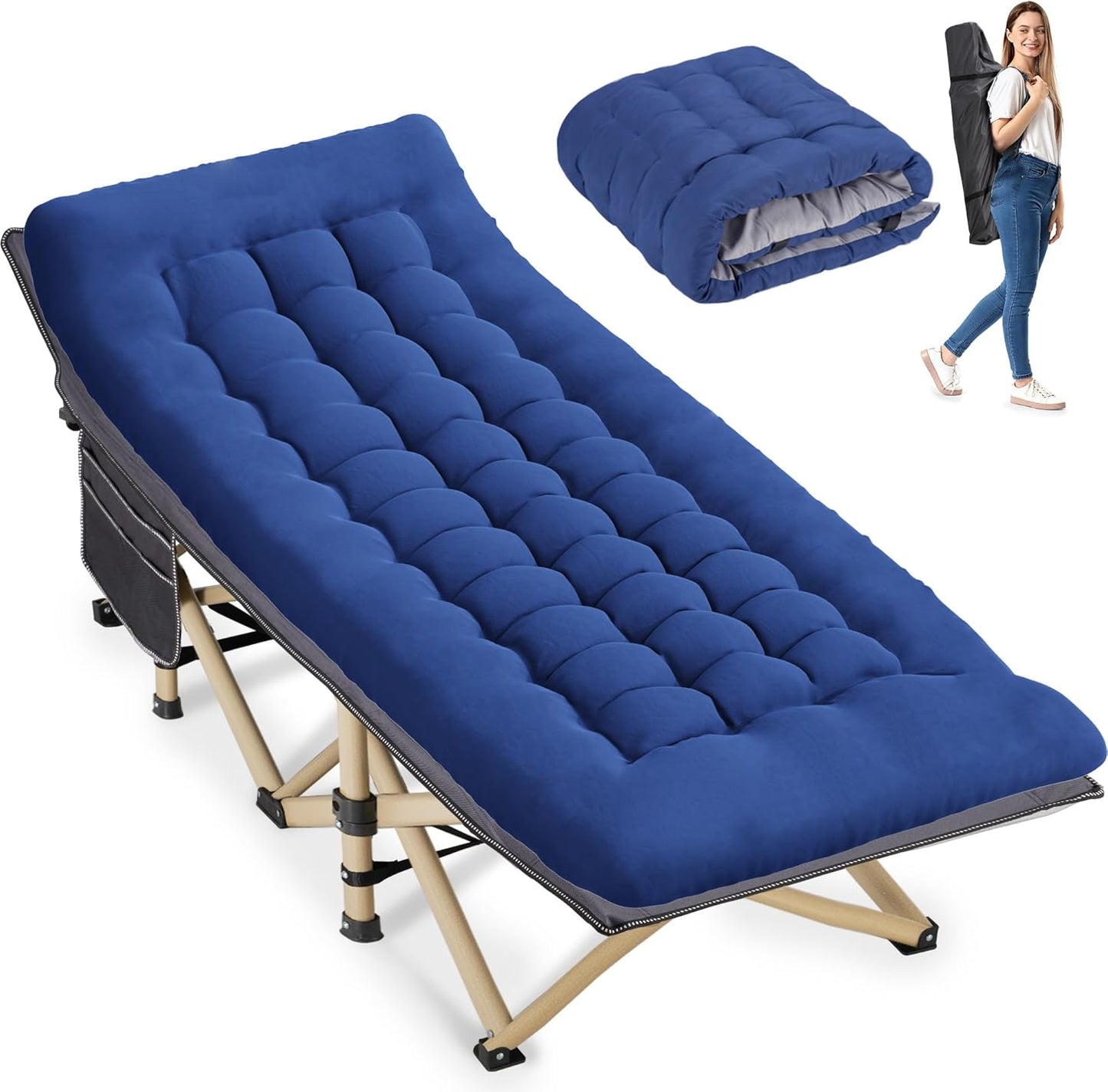 Folding Camping Cot for Sleeping - Heavy Duty Portable Bed
