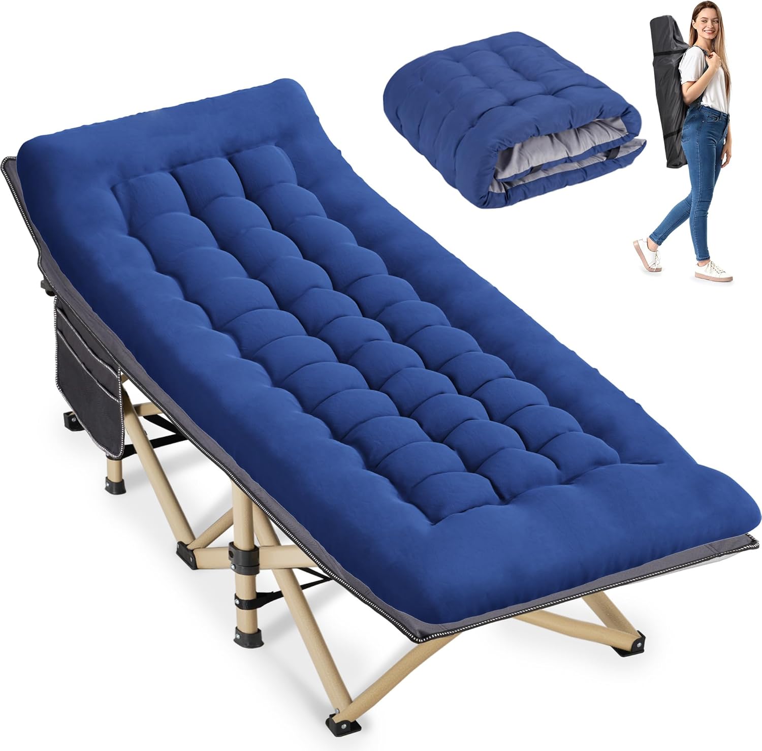 Folding Camping Cot for Sleeping - Heavy Duty Portable Bed