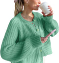VDWIP Women's Chunky Button Cardigan - Cozy Cropped Y2k Knit