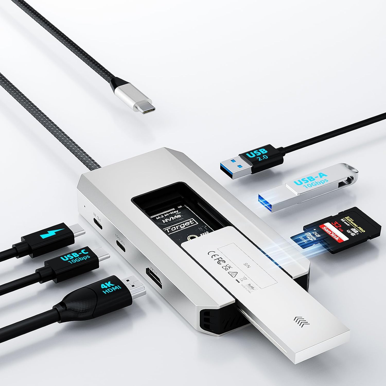 WAVLINK 8 in 1 USB C Hub with SSD Enclosure for M.2 NVMe