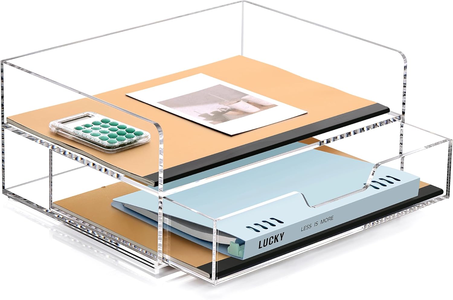 Acrylic 2-Tier File Organizer for Office Storage
