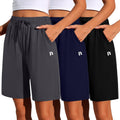 Women's Quick Dry High Waisted Bermuda Shorts - 3 Pack Running