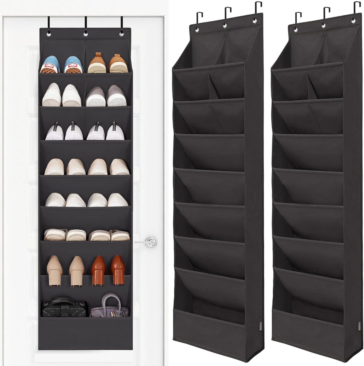 Over the Door Shoe Organizer with Large Deep Pockets for Storage