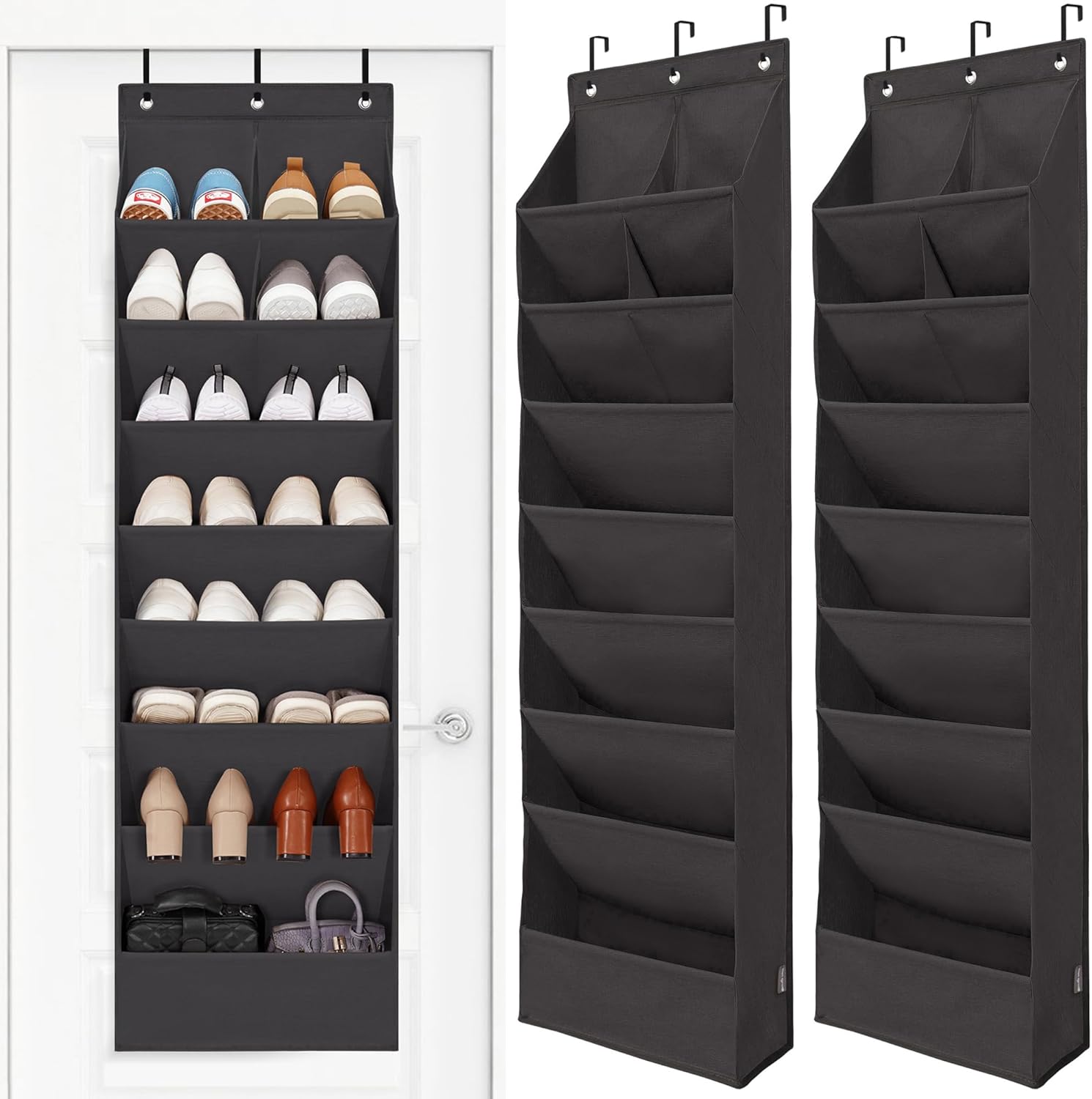 Over the Door Shoe Organizer with Large Deep Pockets for Storage