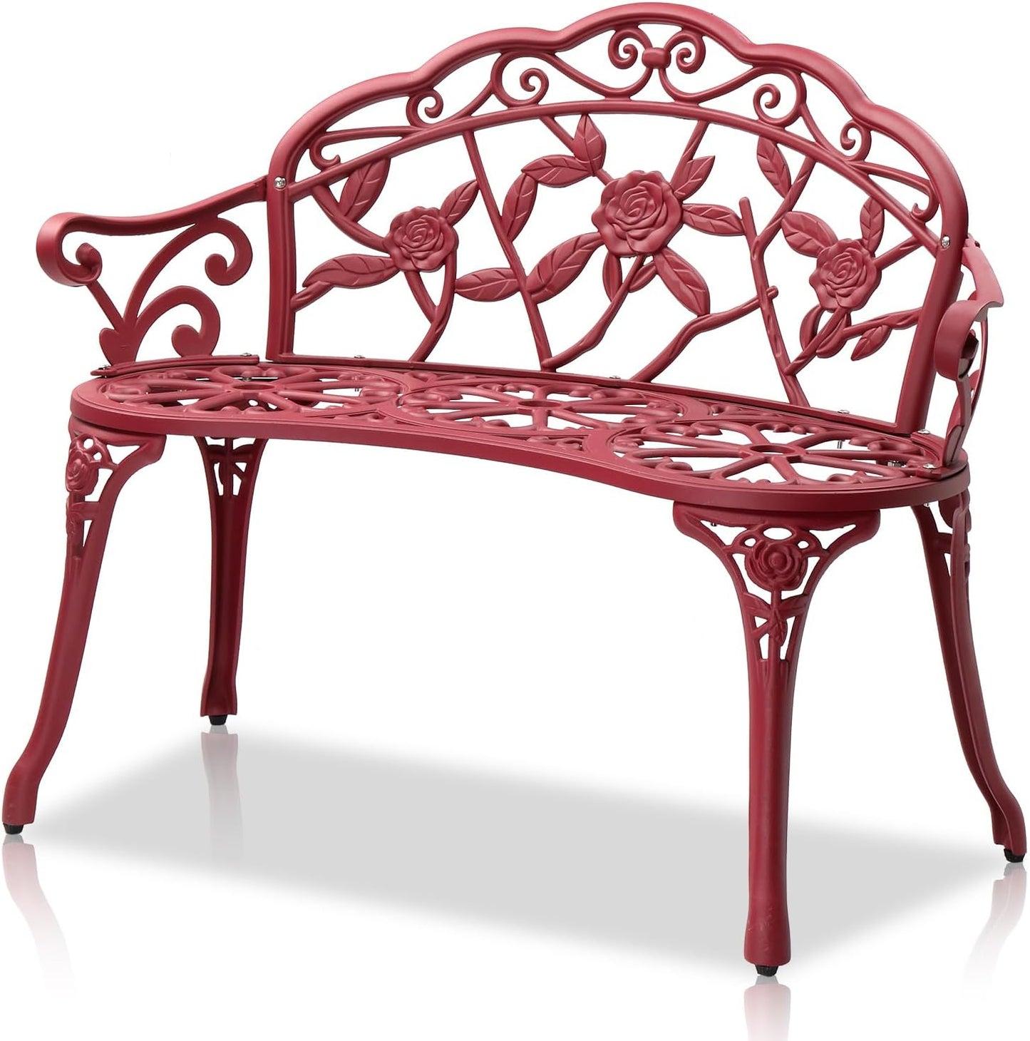 VINGLI 38.5in Patio Park Garden Outdoor Metal Rose Bench Review