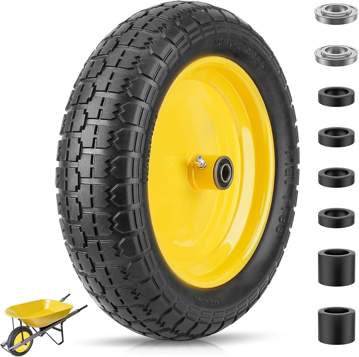 TICONN 4.80/4.00-8 Flat Free Wheelbarrow Tire for Easy Use