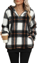 Womens Fuzzy Fleece Pullover Sherpa Jacket Half Zip - Warm