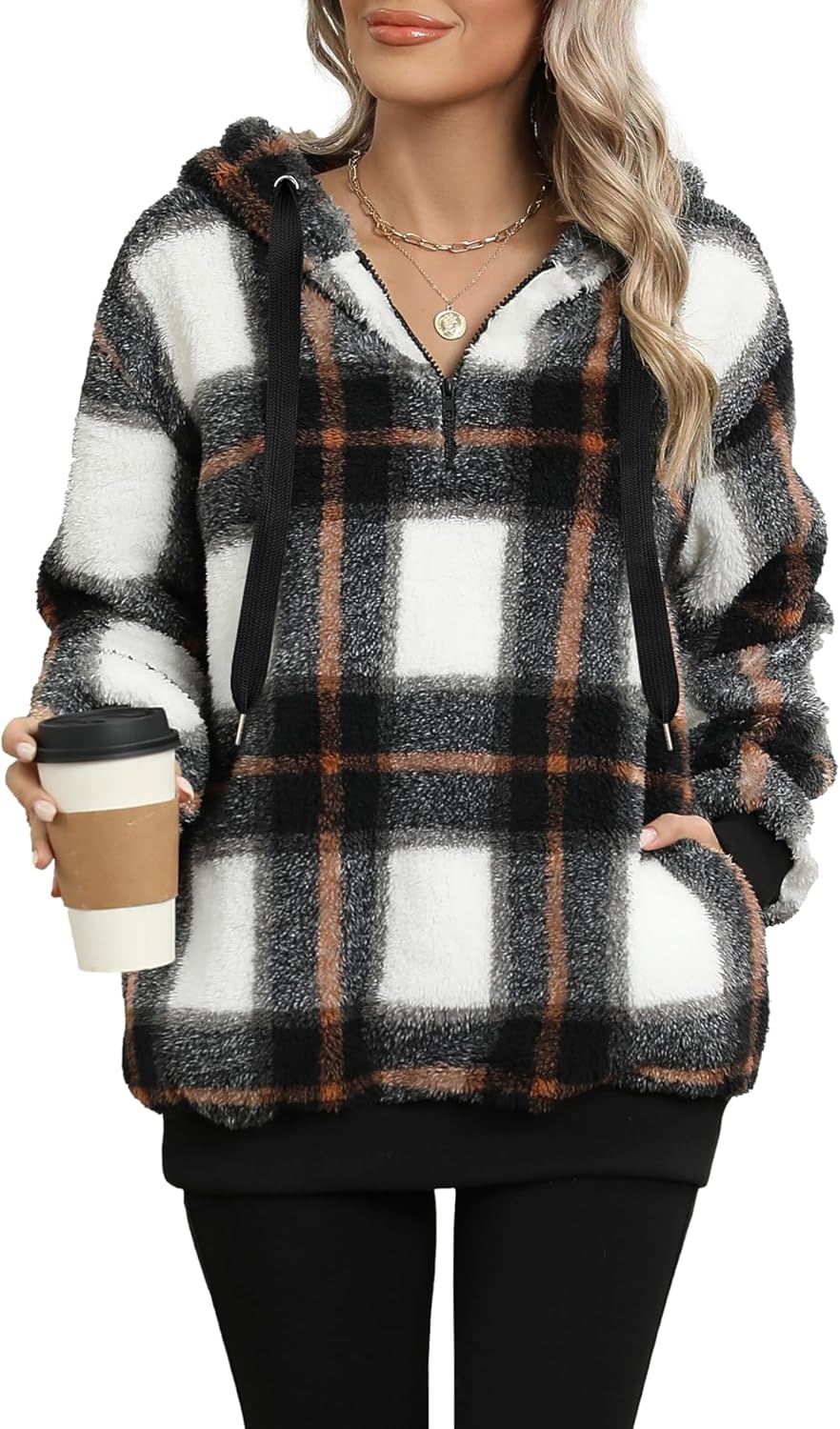 Yanekop Womens Fuzzy Fleece Pullover Jacket for Winter Warmth