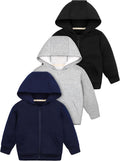 Baby Boys Fleece Zip Hoodies 3-Pack - Warm, True-to-Size