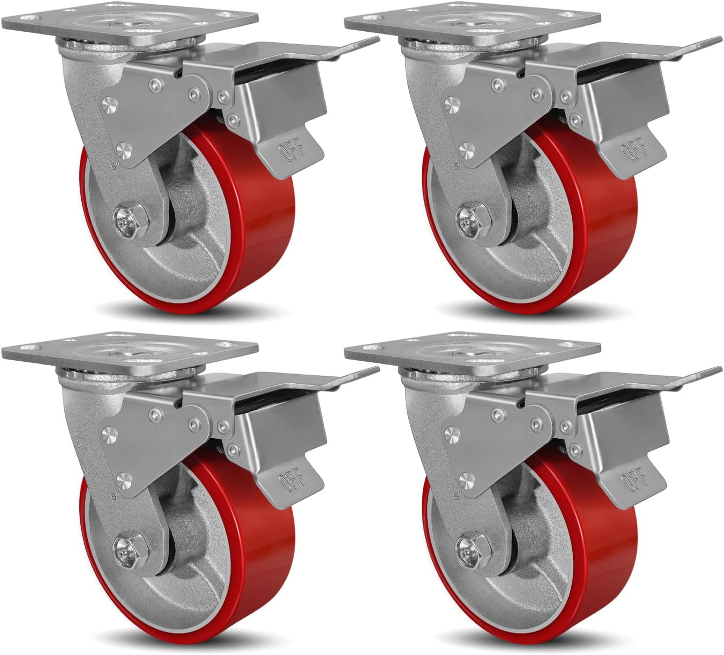 Heavy Duty Industrial Caster Wheels Set for 4000 lbs Capacity