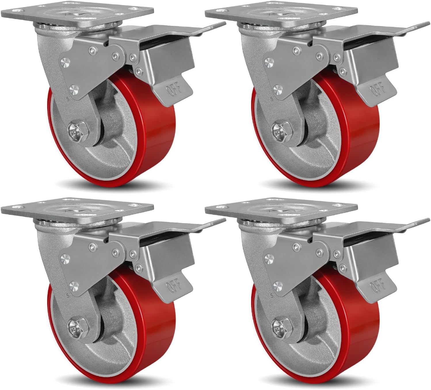 Heavy Duty Industrial Caster Wheels Set for 4000 lbs Capacity